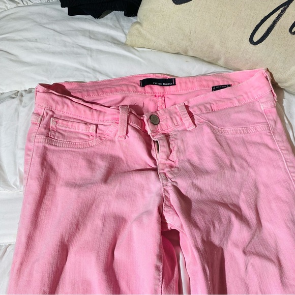 Bright Baby Pink Flying Monkey Ankle Skinny Jeans Jegging 28 9 Buckle - Picture 5 of 8